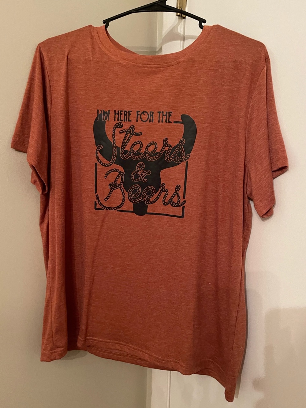 Rust Orange Graphic Tee "Steers & Beers"